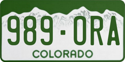 CO license plate 989ORA