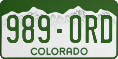 CO license plate 989ORD