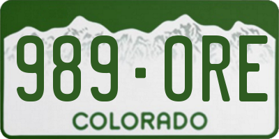 CO license plate 989ORE