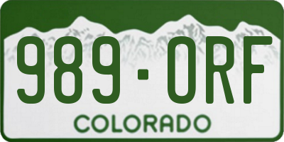 CO license plate 989ORF