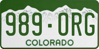 CO license plate 989ORG