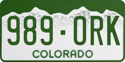 CO license plate 989ORK