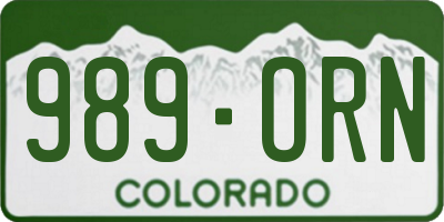 CO license plate 989ORN
