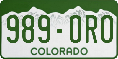 CO license plate 989ORO