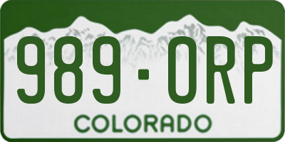 CO license plate 989ORP