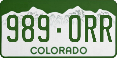 CO license plate 989ORR