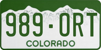 CO license plate 989ORT