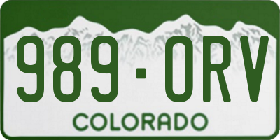 CO license plate 989ORV