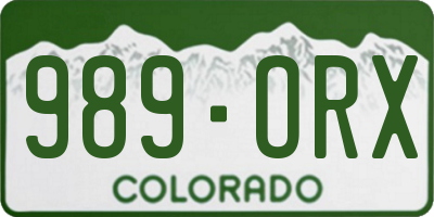 CO license plate 989ORX