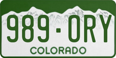 CO license plate 989ORY