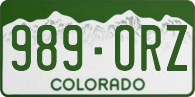 CO license plate 989ORZ