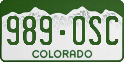 CO license plate 989OSC