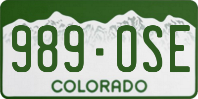 CO license plate 989OSE