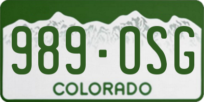 CO license plate 989OSG