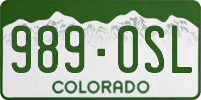 CO license plate 989OSL