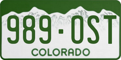 CO license plate 989OST