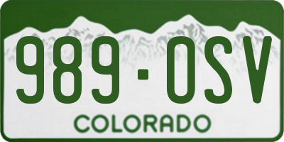CO license plate 989OSV