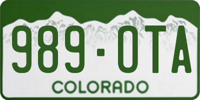 CO license plate 989OTA