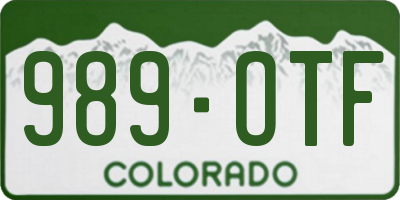 CO license plate 989OTF