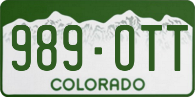 CO license plate 989OTT