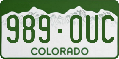 CO license plate 989OUC