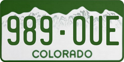 CO license plate 989OUE