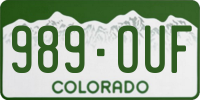 CO license plate 989OUF