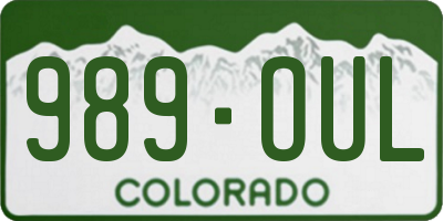 CO license plate 989OUL