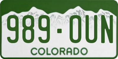 CO license plate 989OUN