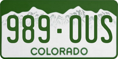 CO license plate 989OUS