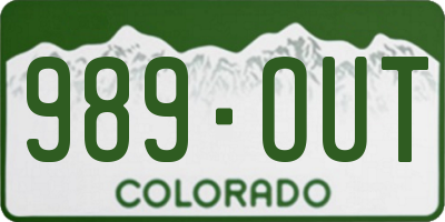 CO license plate 989OUT