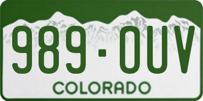 CO license plate 989OUV