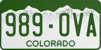 CO license plate 989OVA