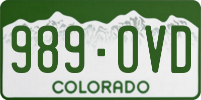 CO license plate 989OVD
