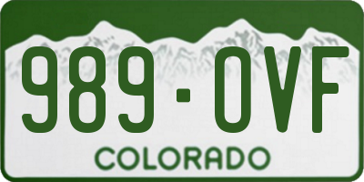 CO license plate 989OVF