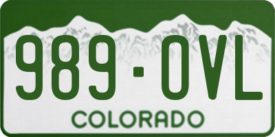 CO license plate 989OVL