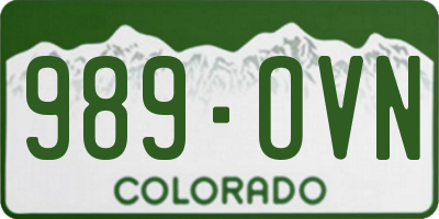 CO license plate 989OVN