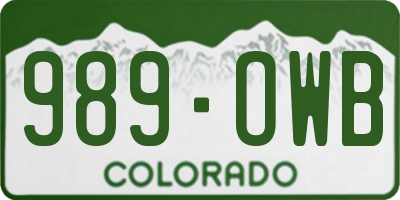 CO license plate 989OWB