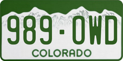 CO license plate 989OWD