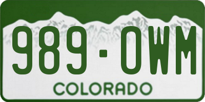 CO license plate 989OWM