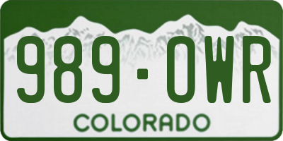 CO license plate 989OWR