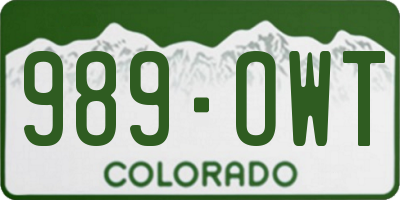 CO license plate 989OWT