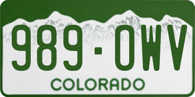 CO license plate 989OWV