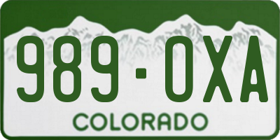 CO license plate 989OXA
