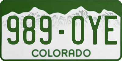 CO license plate 989OYE