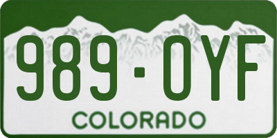 CO license plate 989OYF