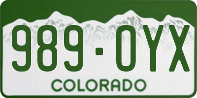 CO license plate 989OYX