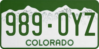 CO license plate 989OYZ
