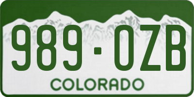 CO license plate 989OZB