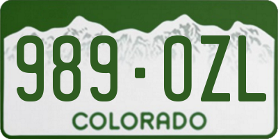 CO license plate 989OZL